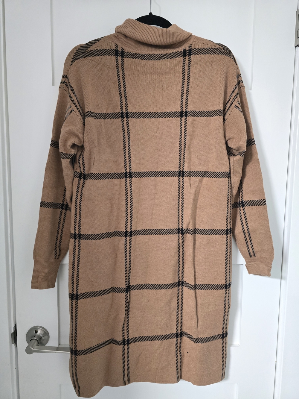 Reitmans Camel and Black Plaid Turtleneck Sweater Dress - Picture 3 of 3